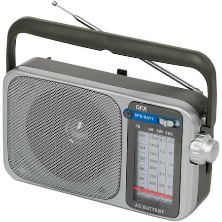 Qfx QFX R-24 AM-FM & SW1-SW2 Portable 4 Band Radio; Sliver R-24